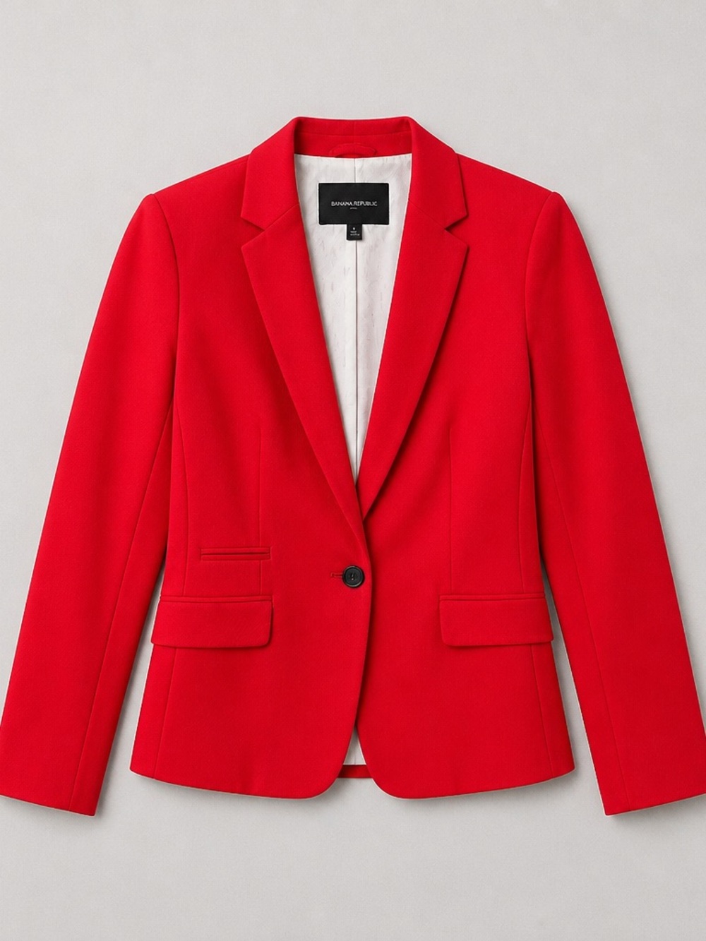 Banana Republic Red Single-Button Tailored Blazer